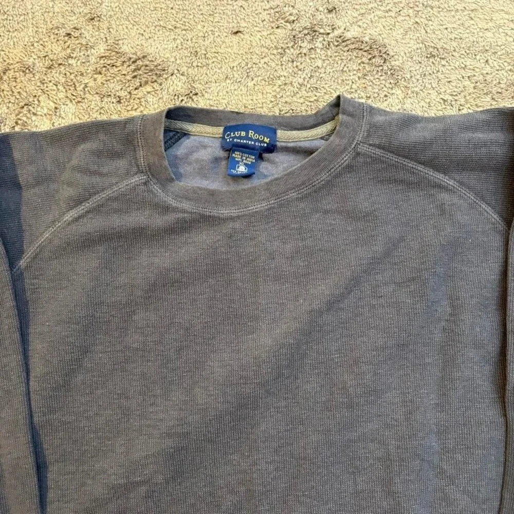 Club Room‎ Dark Grey Classic Waffle Knit Crewneck Sweater Size XL